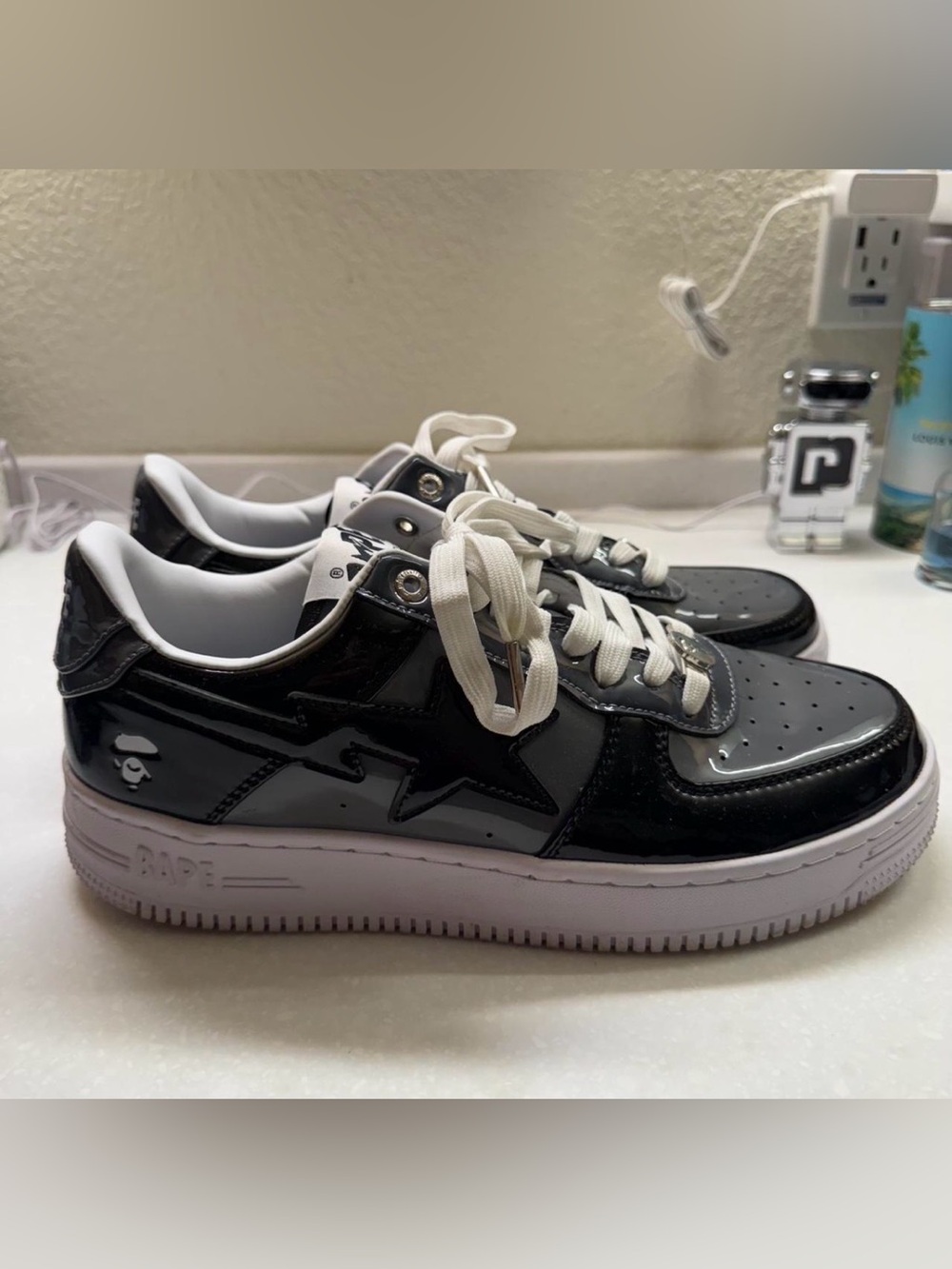 A Bathing Ape BAPE STA Low-Top Sneakers in Black/Gray
